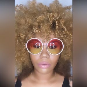 Oversized Round Frame with rhinestones-Pink